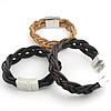 Cowhide Bracelets, 316 stainless steel clasp, braided bracelet 19mm 