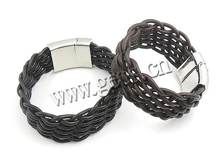 Cowhide Bracelets, 316 stainless steel clasp, different length for choice & braided, more colors for choice, 2mm, 24mm, Sold By Strand