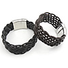 Cowhide Bracelets, 316 stainless steel clasp & braided 2mm, 24mm 
