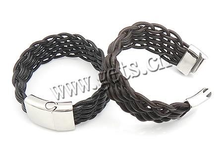 Cowhide Bracelets, 316 stainless steel clasp, different length for choice & braided, more colors for choice, 2mm, 24mm, Sold By Strand