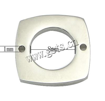 Stainless Steel Charm Connector, Rectangle, Customized & 1/1 loop, original color, 13.5x13.5x2mm, Hole:Approx 8mm, Sold By PC