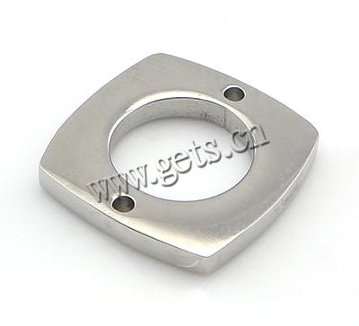 Stainless Steel Charm Connector, Rectangle, Customized & 1/1 loop, original color, 13.5x13.5x2mm, Hole:Approx 8mm, Sold By PC