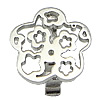 Stainless Steel Fold over Clasp, Flower, 5 petal & hollow, original color 
