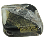 Silver & Gold Foil Lampwork Beads, Rhombus, gold foil and silver foil Approx 2mm 