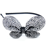 Hair Bands, Iron, with Faux Suede Cord & Rhinestone, Butterfly, without elastic 