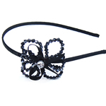 Hair Bands, Iron, with Ribbon & Crystal, Flower 
