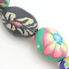 Polymer Clay Jewelry Beads, Oval, with flower pattern, cadmium free Approx Approx 2-3mm 