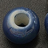 パンドラ磁器ビーズ, 磁器, 円形, ネジ無, ブルー 穴:約 4mm, 売り手 パソコン