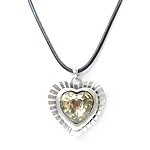 Cowhide Jewelry Necklace, with Glass & Zinc Alloy, Heart, nickel, lead & cadmium free .5 Inch 