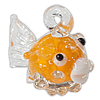 Кулоны лэмпворк в форме животного, Лэмпворк, Рыба, желтый отверстие:Приблизительно 2mm, продается PC