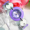 Fashion Watch Bracelet, Zinc Alloy, with Glass, Round, platinum color plated, for woman & enamel, purple, 25mm, 16mm Approx 7.5 Inch 