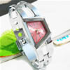 Eisen Armreif Uhr, Zinklegierung, mit Glas, Trapez, Platinfarbe platiniert, für Frau, 19x28mm, 12mm, Länge:ca. 7 ZollInch, verkauft von PC