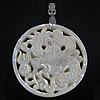Brass Shell Pendants, with White Shell, Flat Round, Carved Approx 