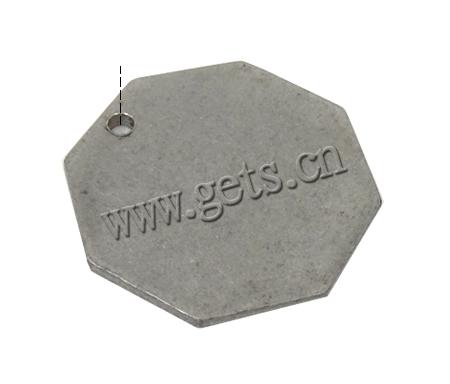 Encantos de etiqueta de acero inoxidable, Octágono, Modificado para requisitos particulares, color original, 24x1.5mm, agujero:aproximado 2mm, Vendido por UD