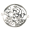 Filigree Stainless Steel Connector, Flat Round, with flower pattern & 1/1 loop & hollow, original color Approx 2mm 