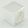 Sterling Silver European Beads, 925 Sterling Silver, Cube, plated, without troll Approx 4.5mm 