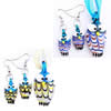 Lampwork Jewelry Sets, earring & necklace, with Ribbon, brass lobster clasp, brass earring hook, Owl Inch 