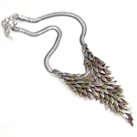 Fashion Statement Necklace, Zinc Alloy, with iron chain, Feather, lead & nickel free Inch 