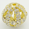 Ball Rhinestone Spacer, Brass, Round, plated, with rhinestone & hollow Approx 2mm 