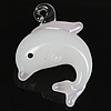 Animal Lampwork Pendants, Dolphin, white Approx 2mm 