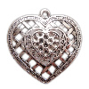 Zinc Alloy Heart Pendants, plated nickel, lead & cadmium free Approx 3mm, Approx 
