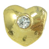 Strass Messing Europa Perlen, Herz, plattiert, ohne troll & mit Strass, keine, frei von Kadmium, 10x10mm, Bohrung:ca. 4mm, verkauft von PC