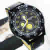 Montre de chronographe, alliage de zinc, avec cuir PU & verre, Placage, pour homme, noire 20mm Environ 9.84 pouce, Vendu par PC