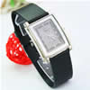 Bracelets de montre pour hommes, alliage de zinc, avec cuir PU & verre, Placage de couleur platine, avec strass, noire 20mm Environ 9 pouce, Vendu par PC