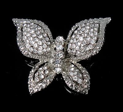 Zinc Alloy Jewelry Brooch, with Rhinestone, Butterfly, plated, Customized & with rhinestone, more colors for choice, 33x45x8mm, Sold By PC