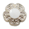 Plastic Shank Button, ABS Plastic, Flower, plated, enamel, white Approx 3mm 