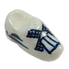 Blaue und weiße Porzellan Perlen, Schuhe, Handzeichnung, weiß, 10x23x11mm, Bohrung:ca. 2mm, 500PCs/Tasche, verkauft von Tasche