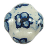 青と白の磁器のビーズ, 磁器, 花形, 手の描き 穴:約 2mm, 売り手 パソコン