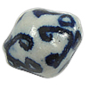 Blaue und weiße Porzellan Perlen, Doppelkegel, Handzeichnung, 14x12mm, Bohrung:ca. 2mm, verkauft von PC