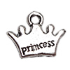 Zinc Alloy Message Pendants, Crown, word princess, plated nickel, lead & cadmium free Approx 2mm, Approx 
