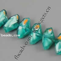 Millefiori Kristall Perlen, Klumpen, handgemachte facettiert, blau, 15x9x6mm, Länge:10.2 ZollInch, 30PCs/Strang, verkauft von Strang
