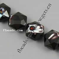 Perles millefiori en cristal, Cristal Millefiori, hexagone, facettes faites à la maindécalque, noire .2 pouce Vendu par brin