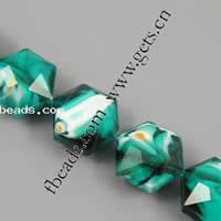 Millefiori Kristall Perlen, Sechseck, handgemachte facettiert, grün, 16x14x9mm, Länge:12.2 ZollInch, 20PCs/Strang, verkauft von Strang
