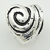 Zinc Alloy European Beads, Heart, plated, without troll nickel, lead & cadmium free Approx 4.2-4.5mm 