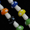 Pflanze Lampwork Perlen, Pilz, gemischte Farben, 9-10x12.5-13.5mm, Bohrung:ca. 1-2mm, Länge:ca. 10.5 ZollInch, ca. 25PCs/Strang, verkauft von Strang