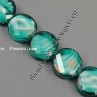 Millefiori Kristall Perlen, flache Runde, handgemachte facettiert, 14x7mm, Länge:13.5 ZollInch, 25PCs/Strang, verkauft von Strang