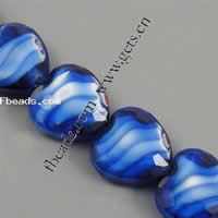 Millefiori Kristall Perlen, Herz, handgemachte facettiert, blau, 16x16x7mm, Länge:10.8 ZollInch, 18PCs/Strang, verkauft von Strang