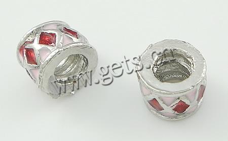 Émail Zinc Alloy European Beads, alliage de zinc, tube, sans filetage & émail & grand trou, plus de couleurs à choisir, 8x6mm, Trou:Environ 4.2-4.5mm, Vendu par PC