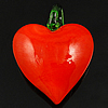 Pendentifs artisanaux au style murano, chalumeau, coeur, fait à la main, rouge Environ 3.5mm Vendu par sac
