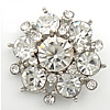 Zinc Alloy Shank Button, Flower, platinum color plated, with rhinestone, lead & cadmium free 