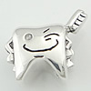 Sterling Silver European Beads, 925 Sterling Silver, Tooth, plated, without troll Approx 4.5mm 