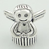 Sterling Silver European Beads, 925 Sterling Silver, Angel, plated, without troll Approx 4.5mm 