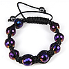 Crystal Woven Ball Bracelets, with Nylon Cord & Hematite, handmade, adjustable & faceted, 12mm Approx 7.5 Inch 