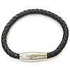 Cowhide Bracelets, stainless steel magnetic clasp, black, 6mm .5 Inch 