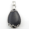 Blue Goldstone Pendants, with Brass, Teardrop, platinum color plated Approx 6mm 