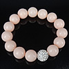 South Sea Shell Bracelets, with Rhinestone Clay Pave Bead, beaded bracelet & with 98 pcs rhinestone, pink, 12mm Approx 8 Inch 
